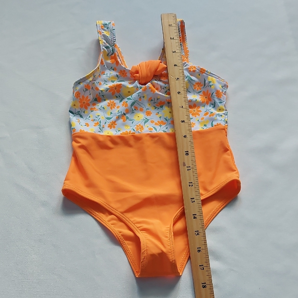 Floral Orange‎ Kids Swimsuit Size 4T - Picture 6 of 6
